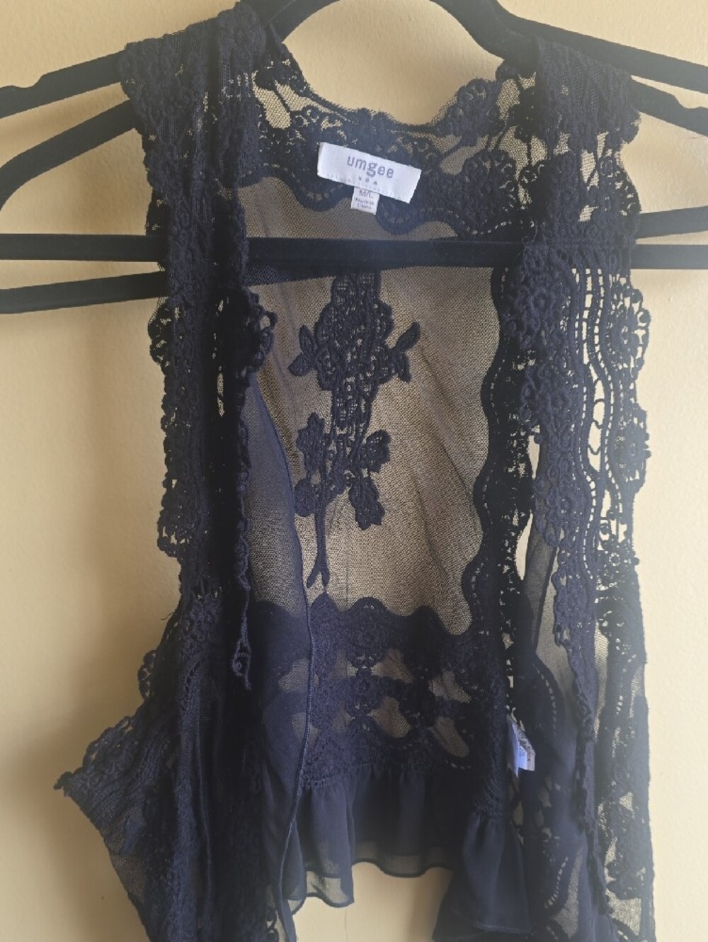 Umgee Black Lace Sheer Chemise Top